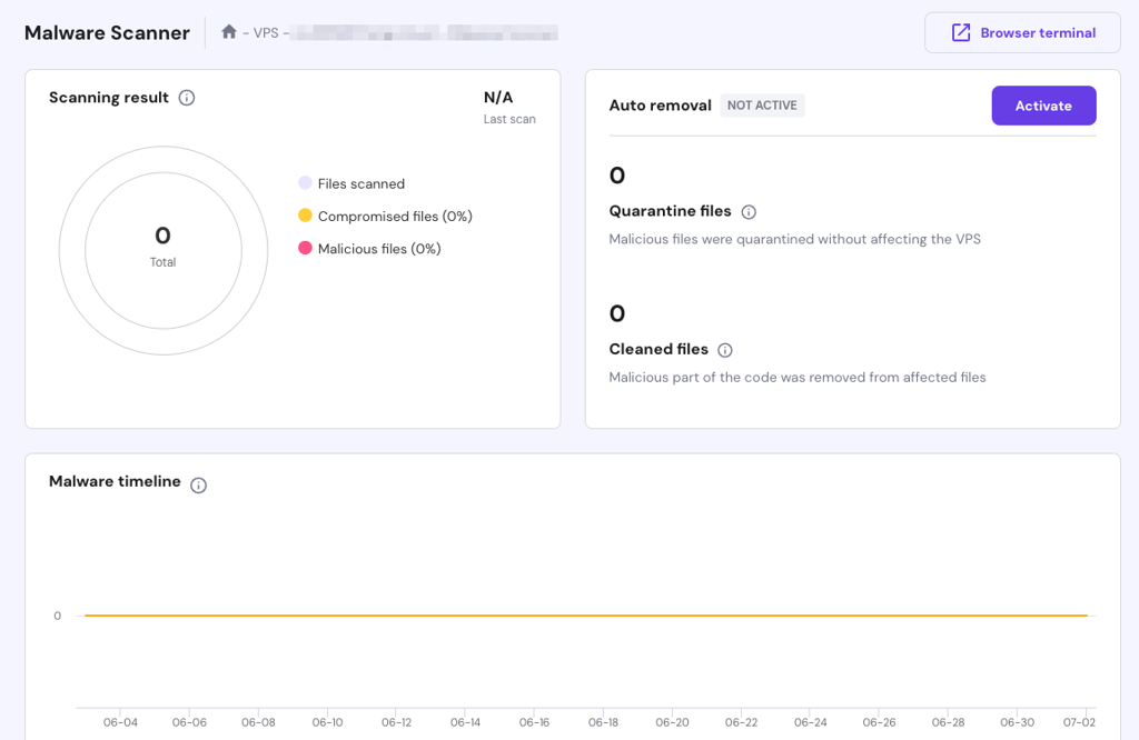 Scanner de logiciels malveillants Hostinger pour VPS