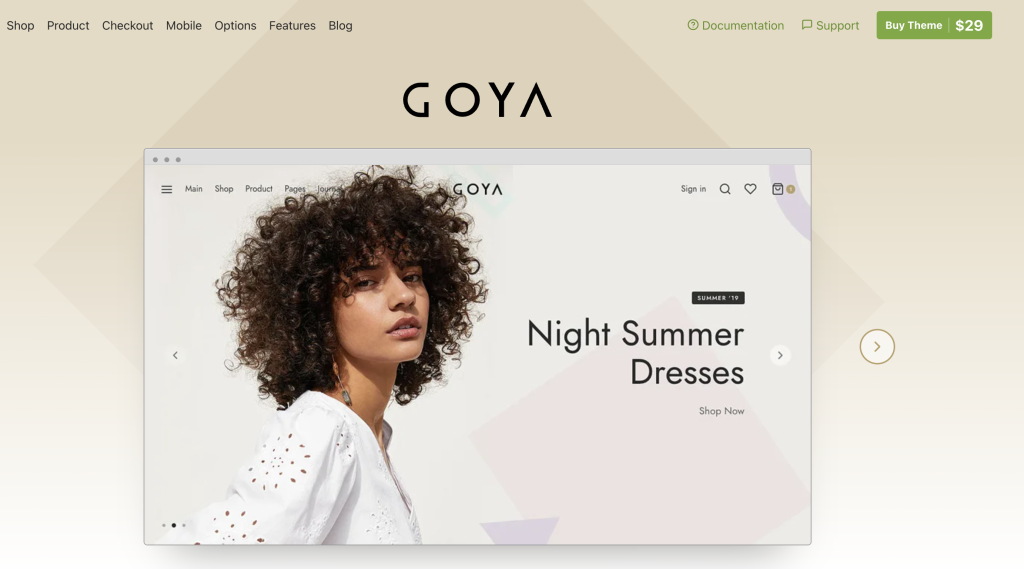 Goya: ekskluzywny minimalistyczny motyw WooCommerce