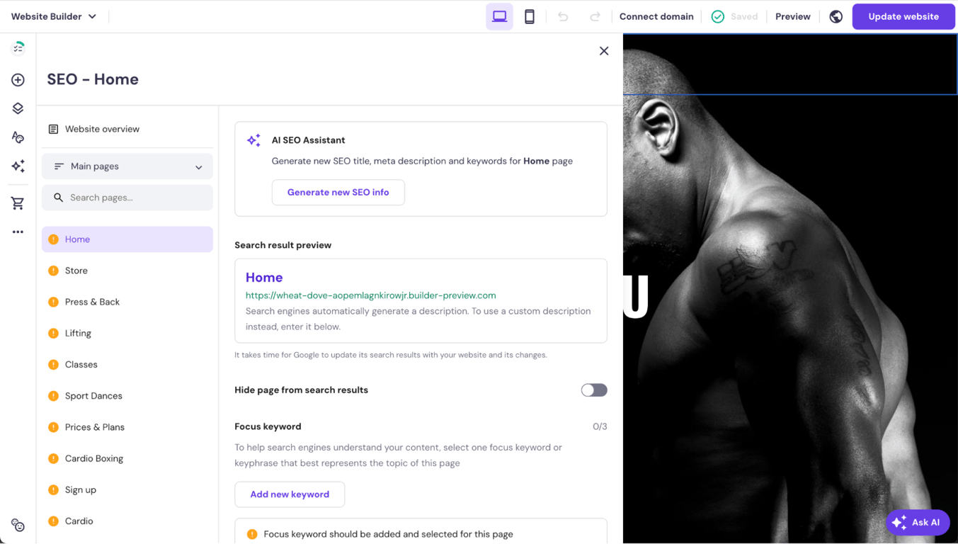 Rozszerzone ustawienia SEO w edytorze