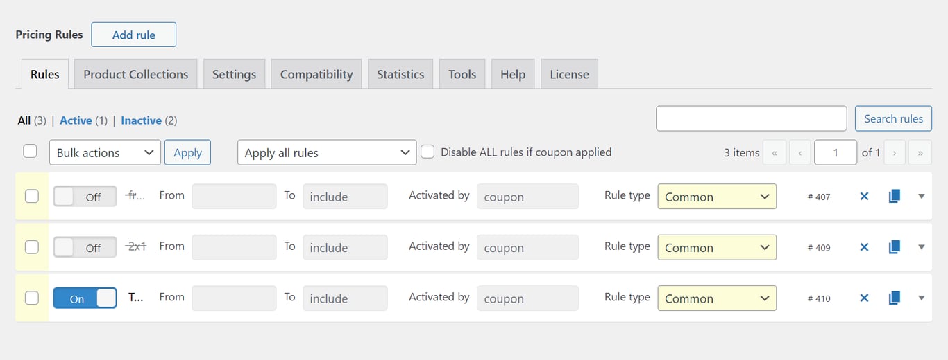 Interfejs pulpitu nawigacyjnego wtyczki Advanced Dynamic Pricing for WooCommerce
