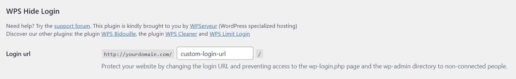 Sekcja Ukryte logowanie WPS w Ustawieniach WordPress