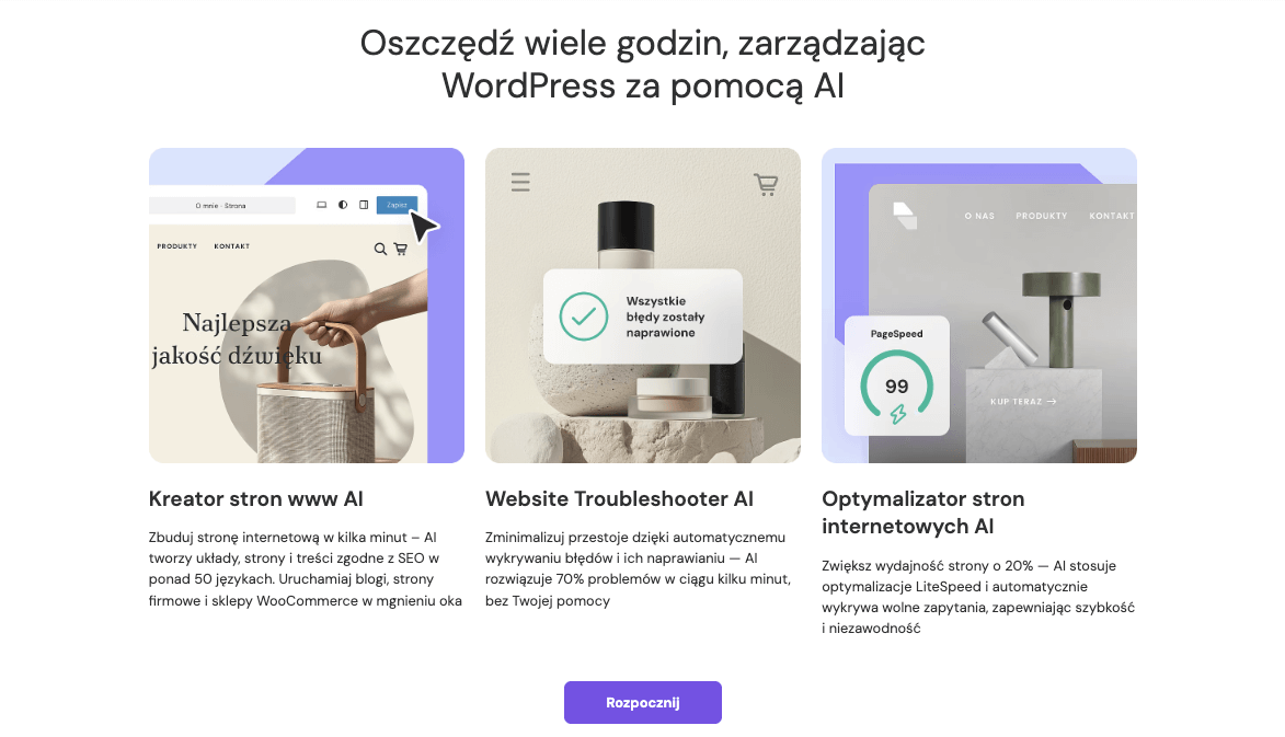 Strona docelowa hostingu WordPress firmy Hostinger