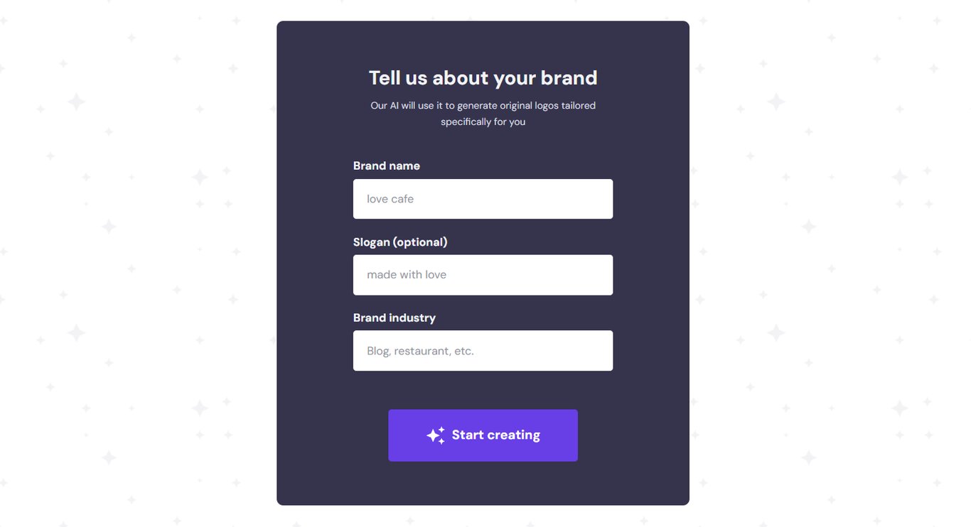 Formularz zapytania dotyczący narzędzia AI Logo Maker firmy Hostinger