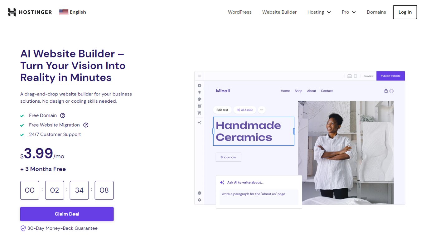 Strona docelowa Hostinger Design Solution
