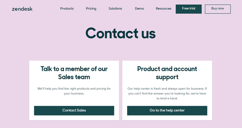 Strona kontaktowa Zendesk