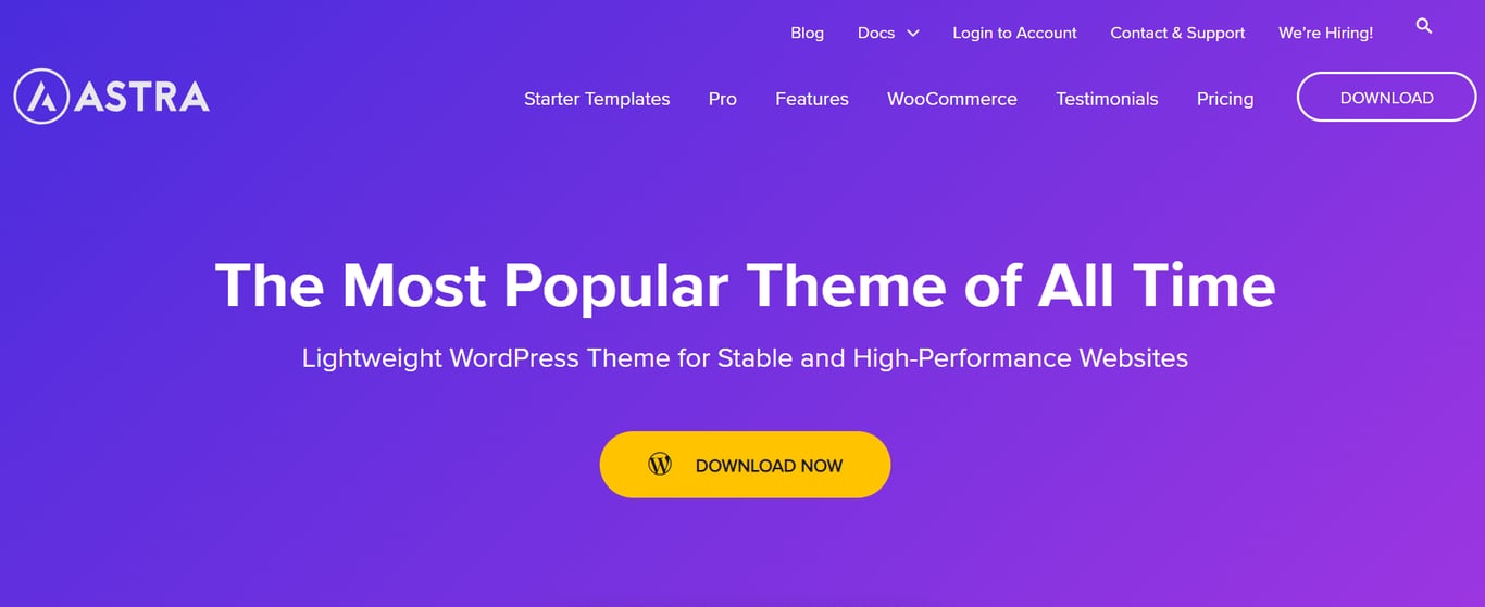 Strona główna witryny internetowej motywu Astra