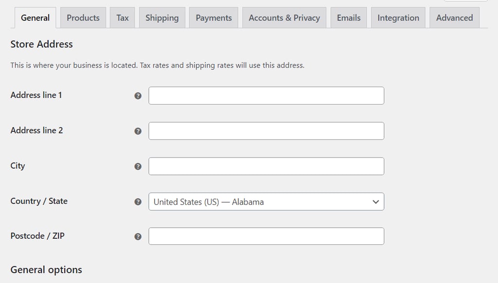 Ogólne ustawienia WooCommerce