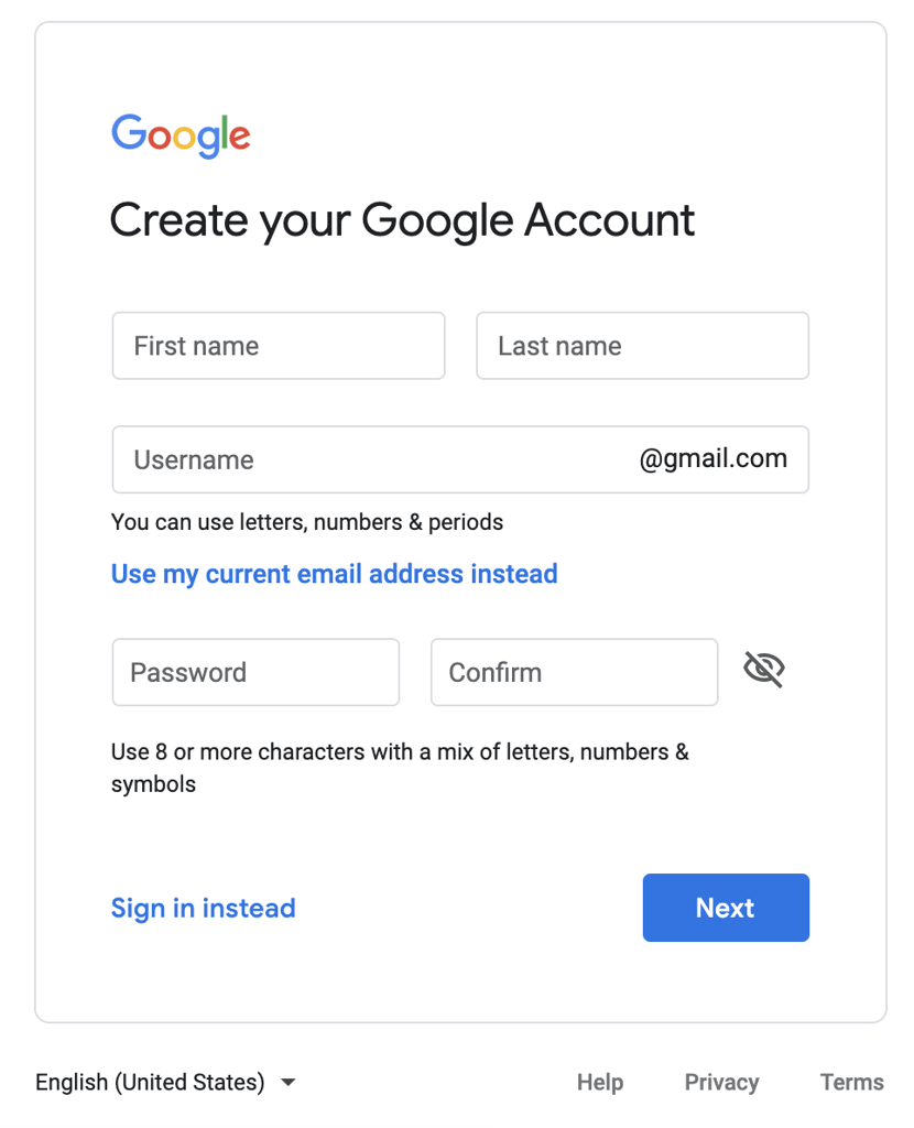 Załóż konto Google