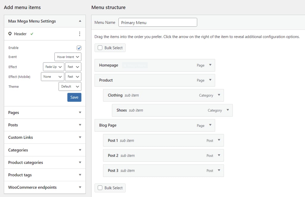 Sekcja Menu w panelu administracyjnym WordPress