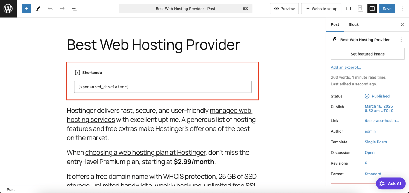 Blok skrótu służący do wyświetlania pola niestandardowego