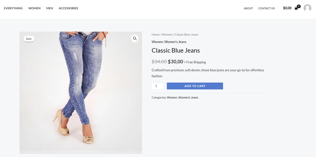Przykład strony produktu WooCommerce