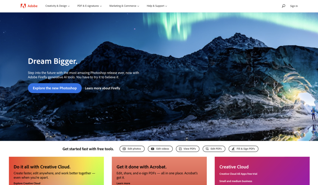 어도비 랜딩페이지