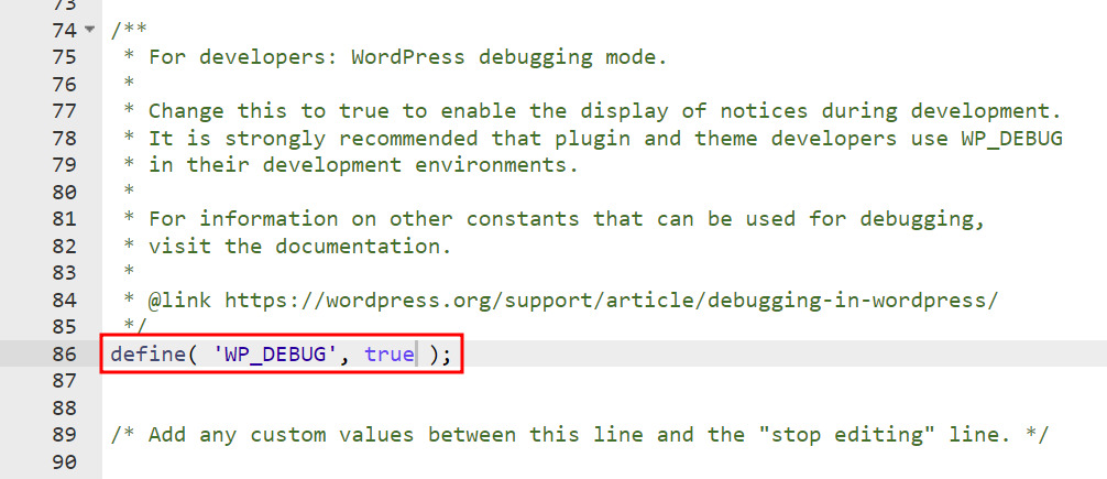 wp-config.php의 WP_DEBUG 함수