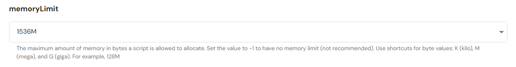 hPanel의 PHP 메모리 제한