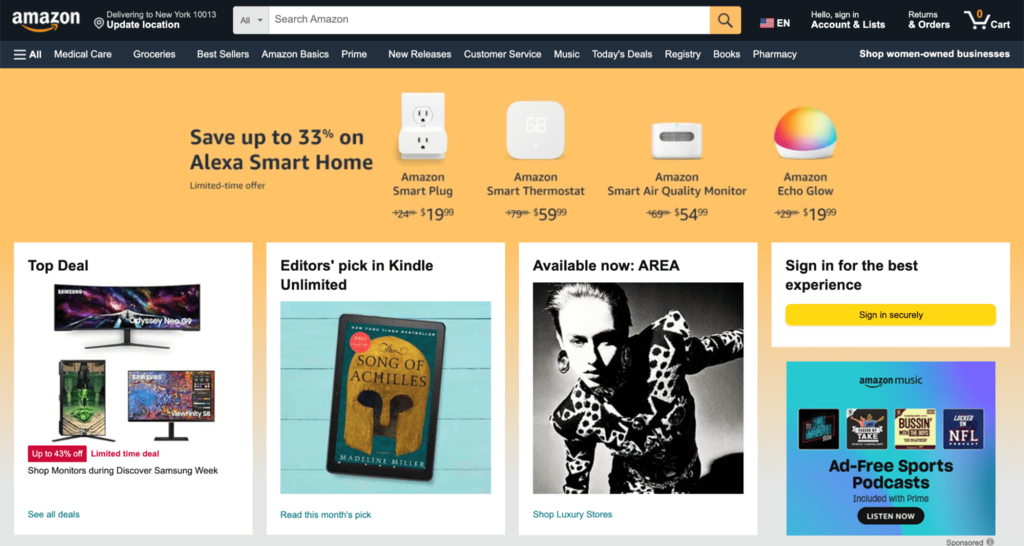 아마존 랜딩 페이지