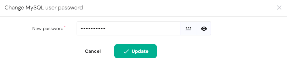 hPanel에서 새 데이터베이스 비밀번호 생성 창