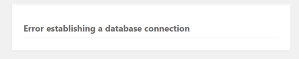 데이터베이스 연결 에러 메시지
