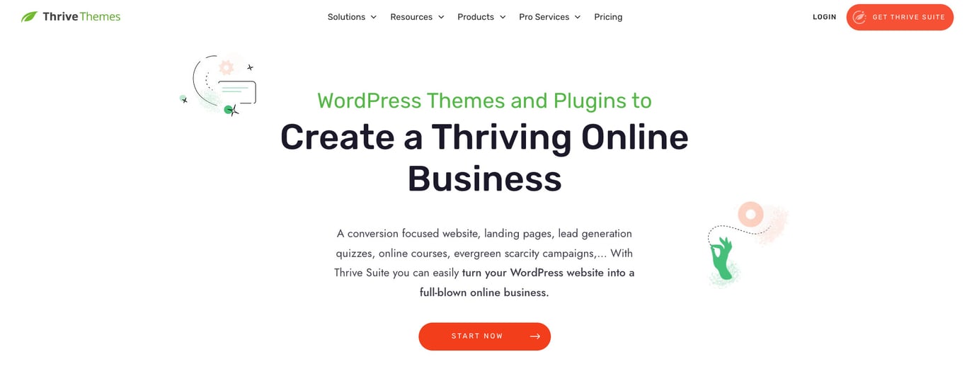 Thrive Suite 웹사이트 홈페이지
