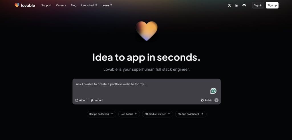 Lovable 홈페이지
