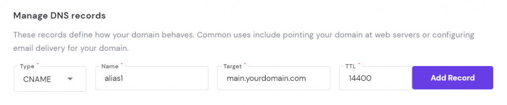 تعديل CNAME على hpanel
