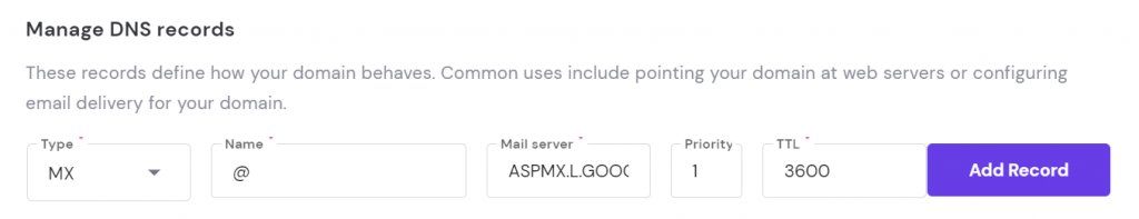 تعديل سجل MX على hpanel