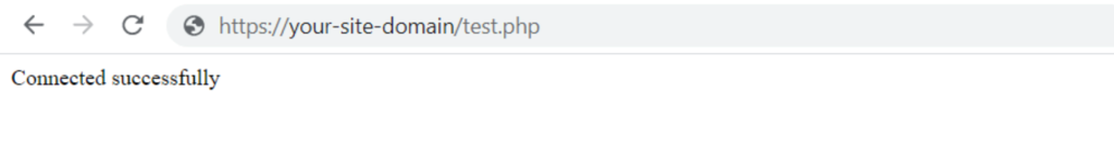 يشير نص اختبار php إلى نجاح اتصال قاعدة البيانات