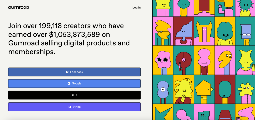 صفحة Gumroad الرئيسية