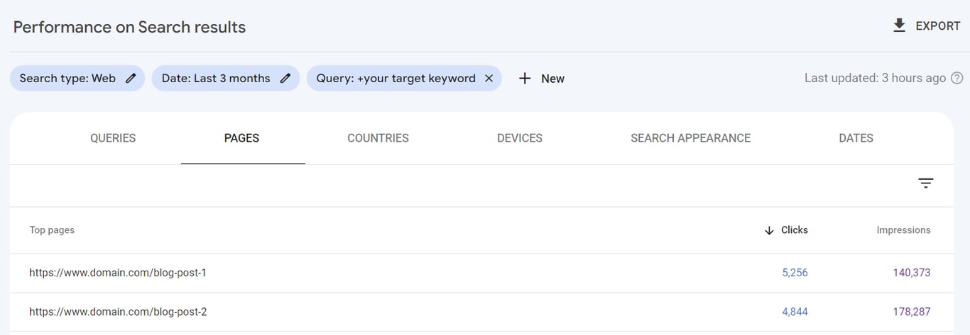 ميزة أداء نتائج البحث في Google Search Console