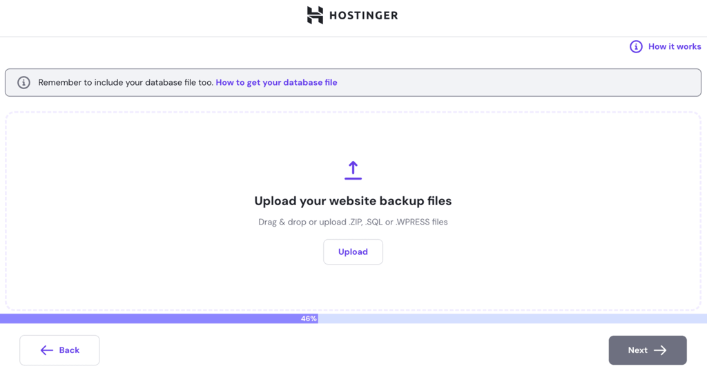 Panel to migrate offline website with backup files