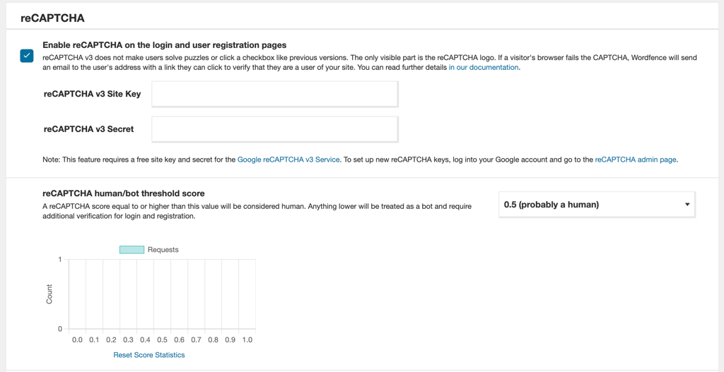 The reCAPTCHA feature in Wordfence