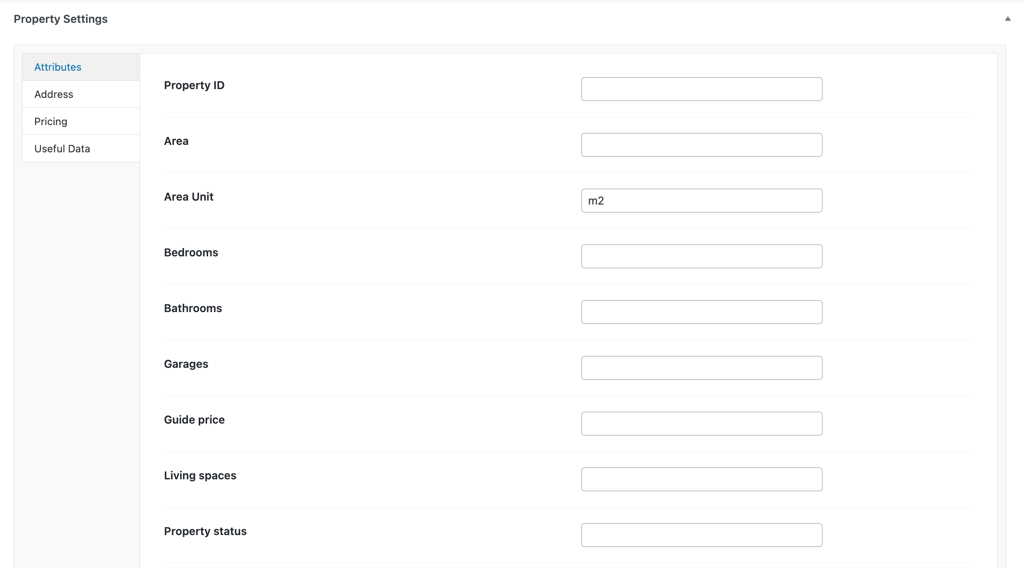 Property Settings tab in Oikia