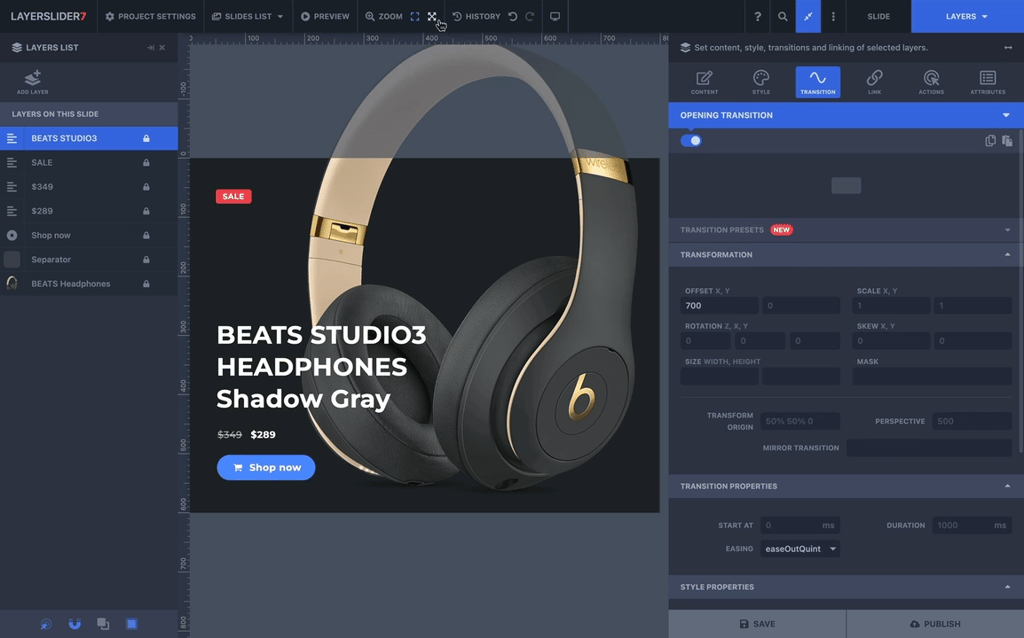 LayerSlider editor