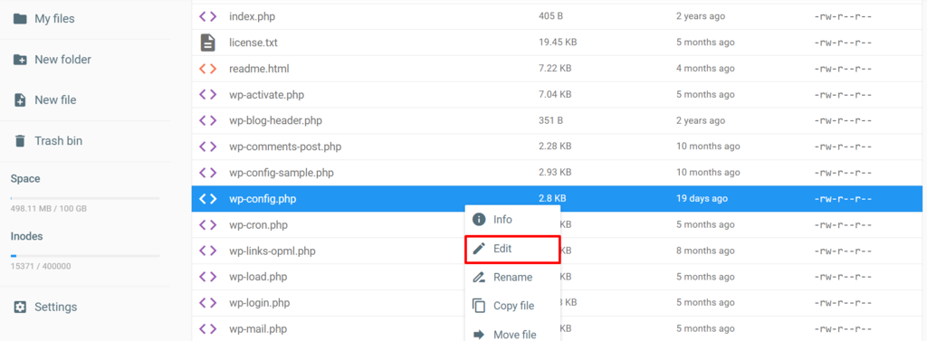 Editing wp-config.php using Hostinger's File Manager