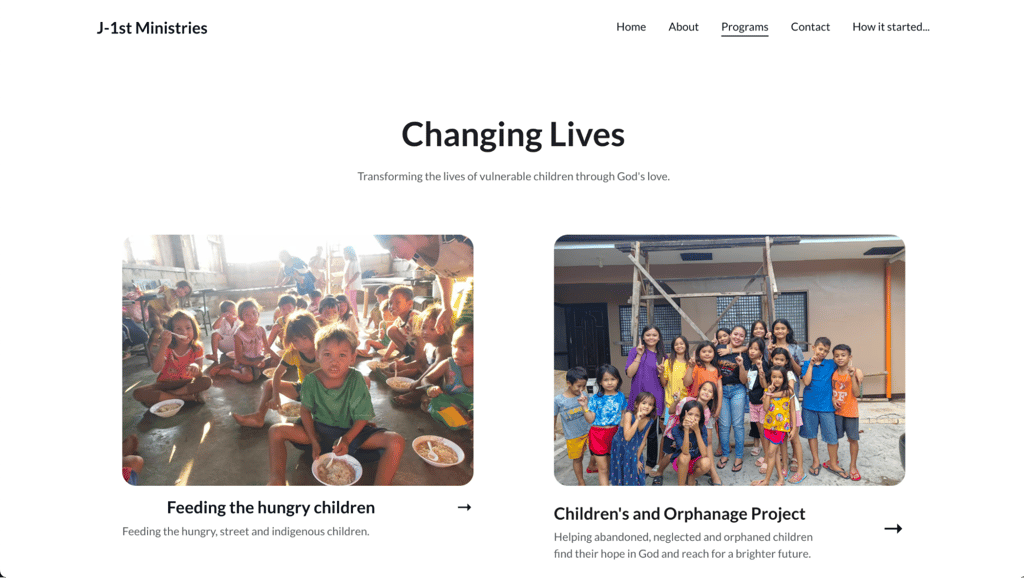 J-1st Ministries programs page