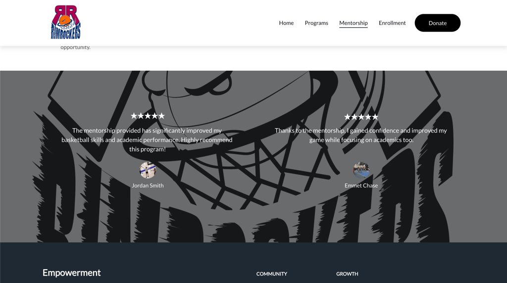 NYC Rim Rockers testimonials on mentorship page