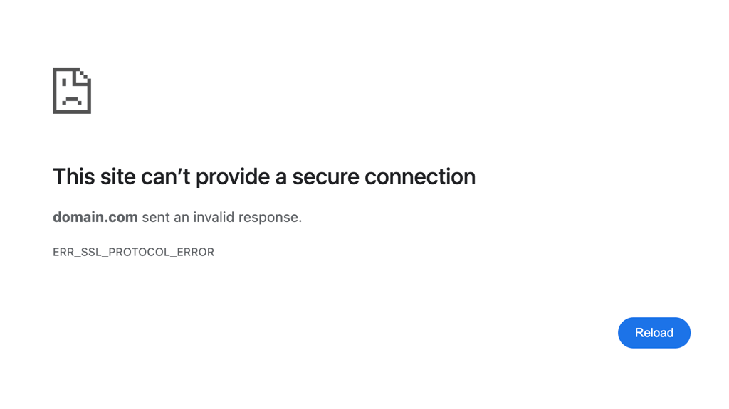 The ERR_SSL_PROTOCOL_ERROR appearance on Google Chrome