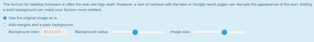 Real Favicon Generator favicon editing options