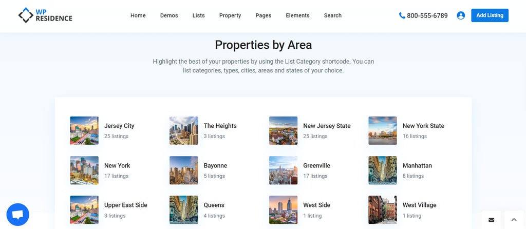 The WP Residence theme's main demo page