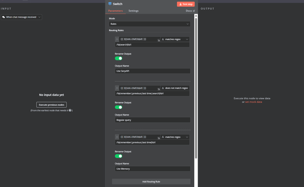 Switch node configuration.