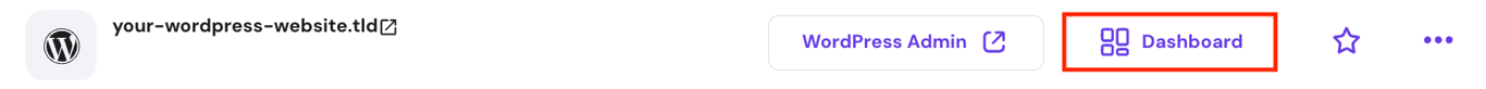 Clicking on the Dashboard button for the site you want to change settings for in the Websites list
