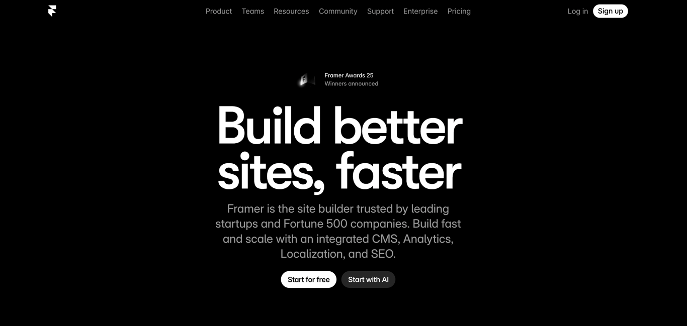 Framer landing page
