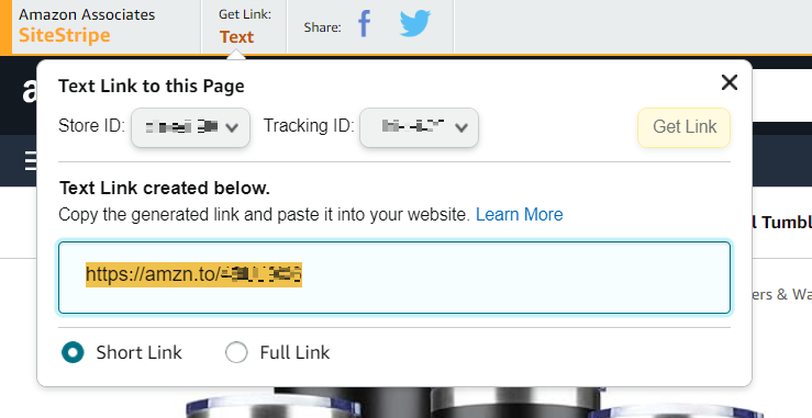 Amazon Site Strip interface
