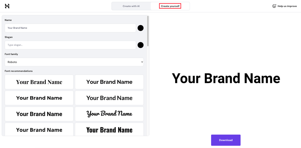 Hostinger Website Builder create logo page