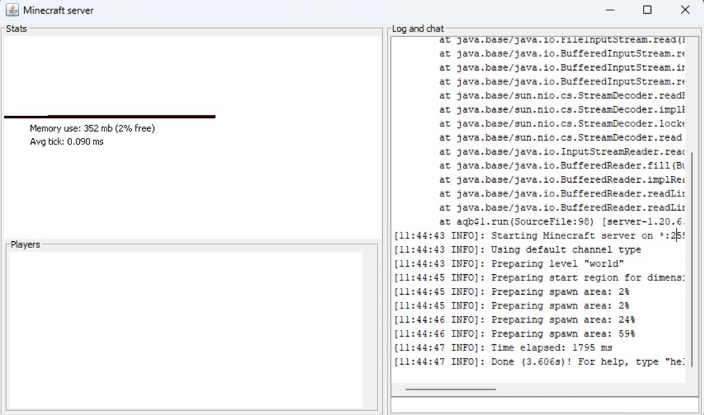 Minecraft server GUI in Windows