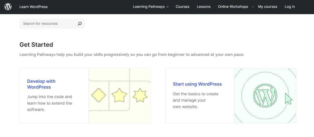Learn WordPress' home page