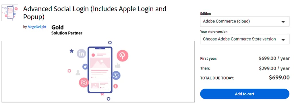 Amasty's advanced reports' product page showing the key features and pricing plans