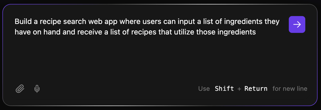Prompt box within Hostinger Horizons
