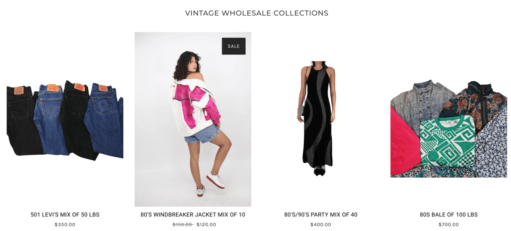 Product listings on La Vintage website