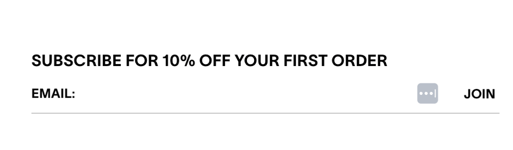 Subscription and discount form from Worn Vintage store