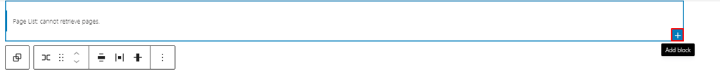 A WordPress editor interface highlighting a plus icon for adding a new block.